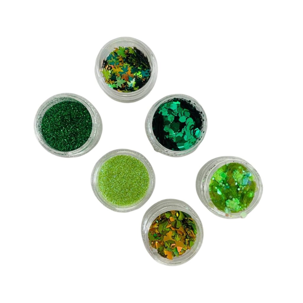 Mix de Decoración Nail Art "Green Forest" – Set de 6 Texturas Glitzy