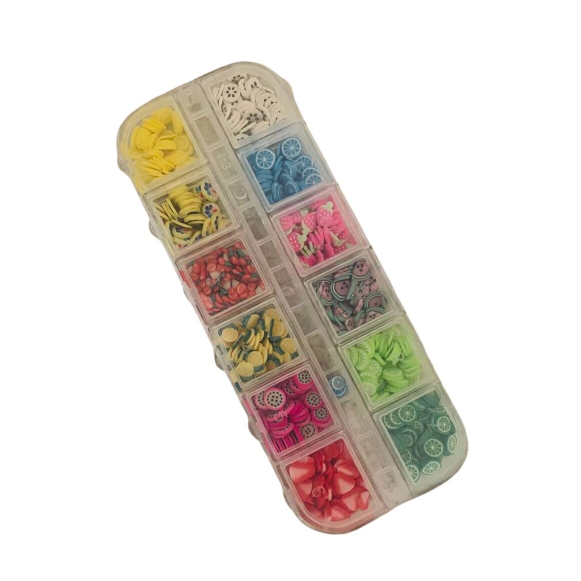 Kit de Decoración de Uñas: 12 Diseños de Frutas y Flores en Fimo 3D