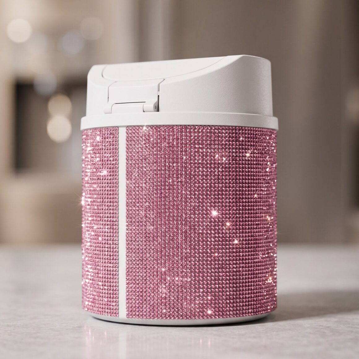 Mini Contenedor de Escritorio "Diamond Pink" – Lujo y Limpieza para tu Mesa de Manicura