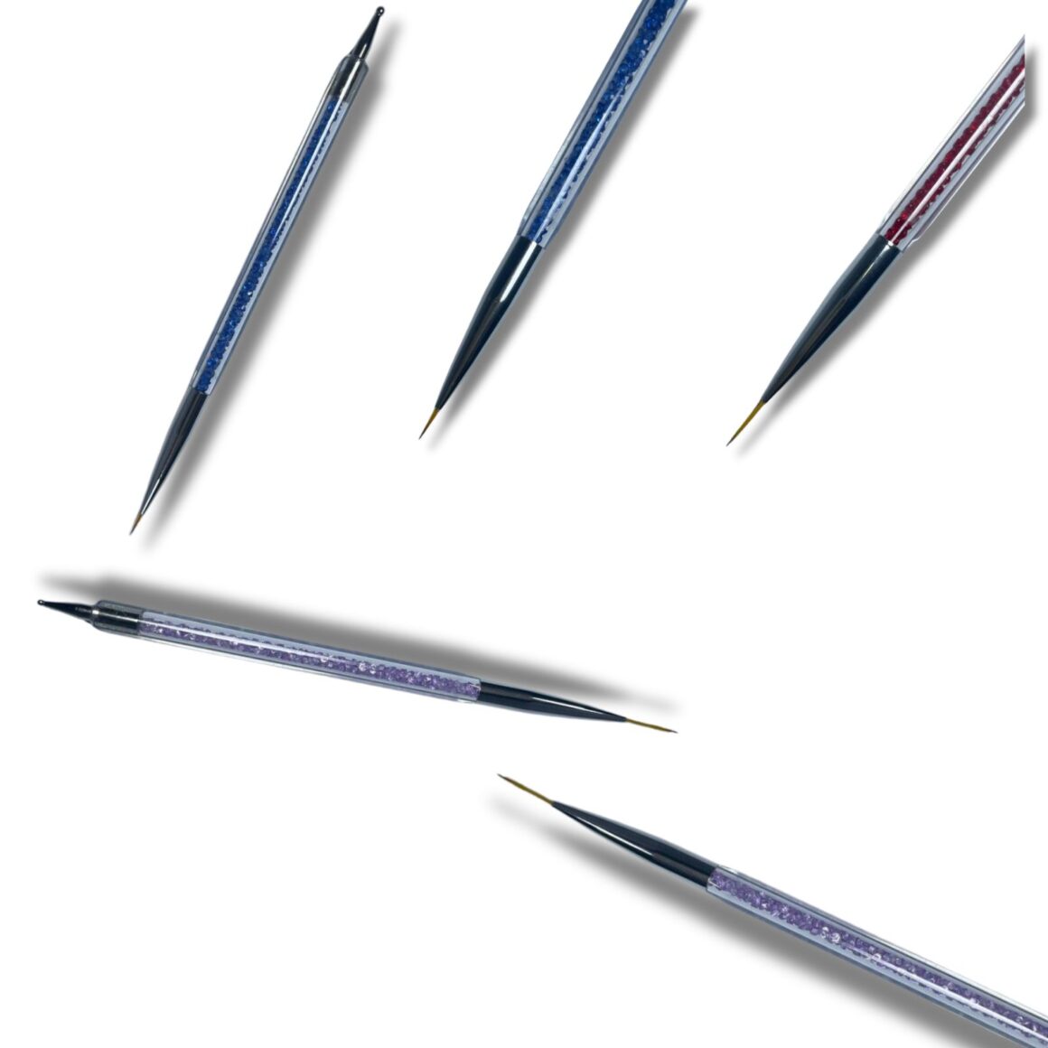 Pinceles Liner de Precisión Dual con Cristales (Set de 5)