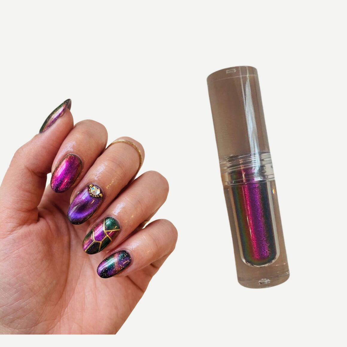 💜Gel Metalizado morado de Alta Pigmentación – Efecto Espejo Real ⚡